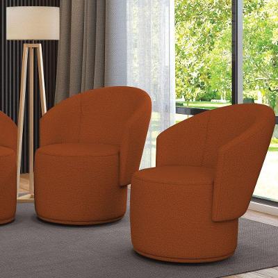 Poltrona Decorativa Orgânica Fixa Kit 2 Malu Bouclê Terracota D'Rossi