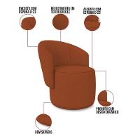 Poltrona Decorativa Orgânica Fixa Para Sala Kit 2 Malu Bouclê Terra M11 - D'rossi - 3