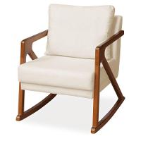 Poltrona Cadeira Balanço Amber Luxo Madeira Maciça Veludo Bege- Mabe Magazine - 2