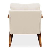 Poltrona Cadeira Balanço Amber Luxo Madeira Maciça Veludo Bege- Mabe Magazine