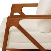 Poltrona Cadeira Balanço Amber Luxo Madeira Maciça Veludo Bege- Mabe Magazine - 5