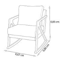 Poltrona Cadeira Balanço Amber Luxo Madeira Maciça Veludo Bege- Mabe Magazine - 6