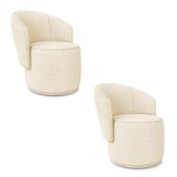 Poltrona Decorativa Orgânica Fixa Para Sala Kit 2 Malu Bouclê M11 - D'rossi Mostarda - 2