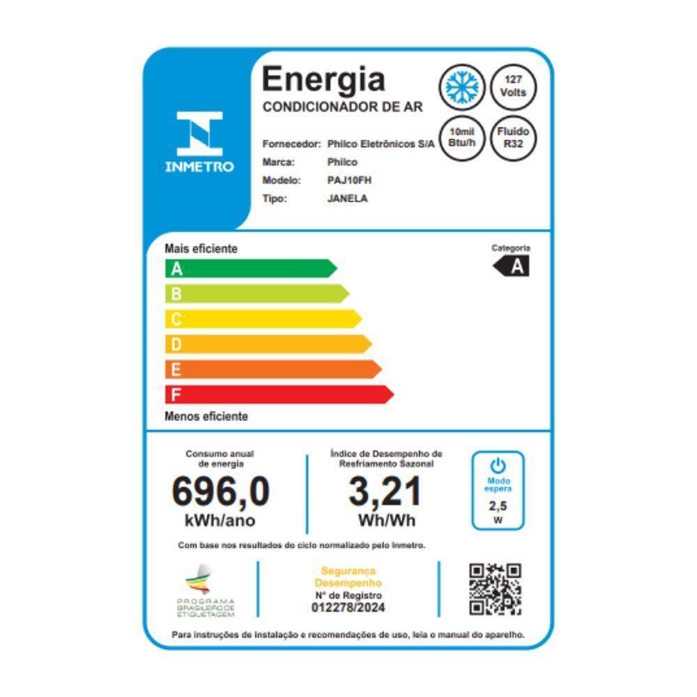 Ar Condicionado Philco Paj10fh 10.000 Btus Timer Eco Serpentina De Cobre Frio Branco 220V - 6
