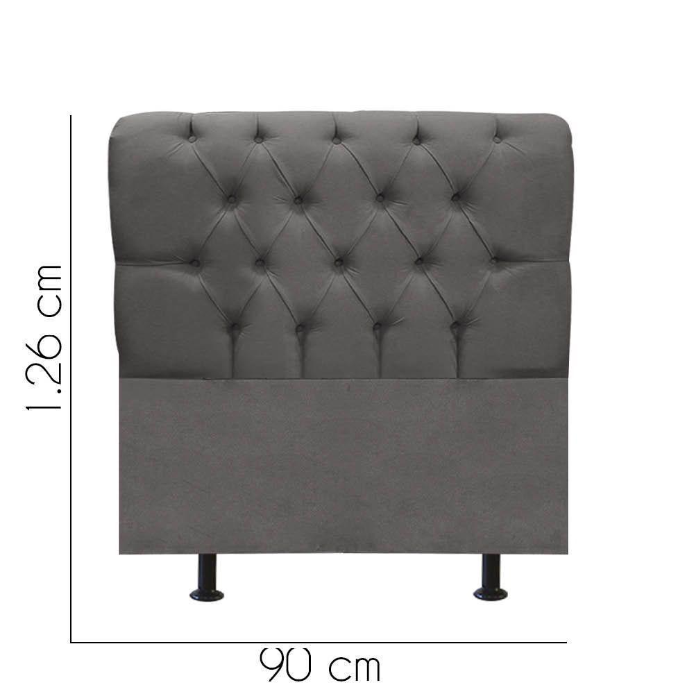 Cabeceira Estofada Cama Box Solteiro 90cm París Corino Cinza Escuro- Mabe Magazine - 3