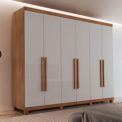 Guarda Roupa Casal Maya Mdf 6 Portas 6 Gavetas Pés Moderna Imbuia/off White Com Pés