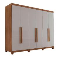 Guarda Roupa Casal Maya Mdf 6 Portas 6 Gavetas Pés Moderna Imbuia/off White Com Pés - 2
