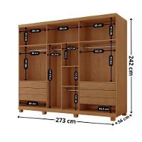 Guarda Roupa Casal Maya Mdf 6 Portas 6 Gavetas Pés Moderna Imbuia/off White Com Pés - 3