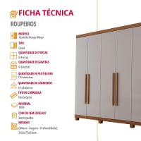 Guarda Roupa Casal Maya Mdf 6 Portas 6 Gavetas Pés Moderna Imbuia/off White Com Pés - 6