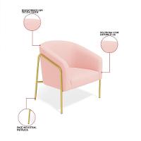 Poltrona Sala Industrial Alta Dourado Kit 2 Stella Suede Rosa Bebê D03 - D'rossi - 3