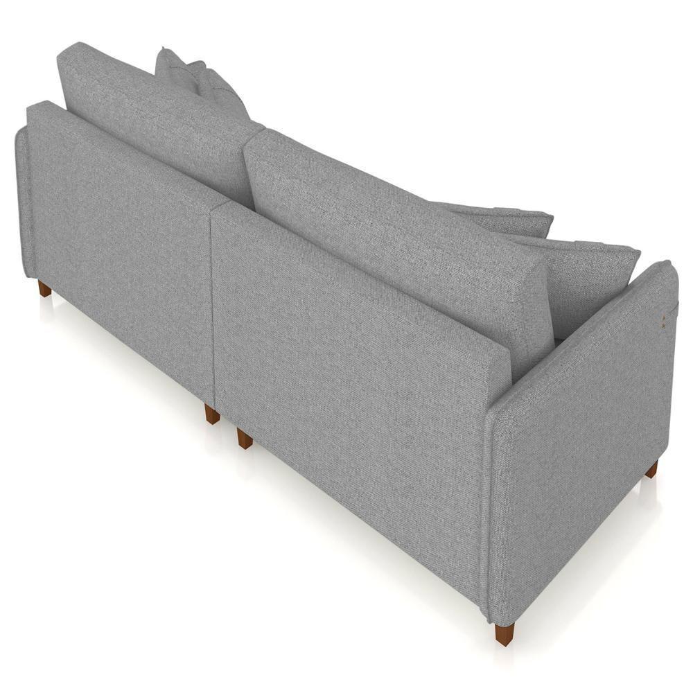 Sofá 4 Lugares Living 252cm Pé Madeira Zoe Linho Cinza Escuro Z08 - Mpozenato - 6