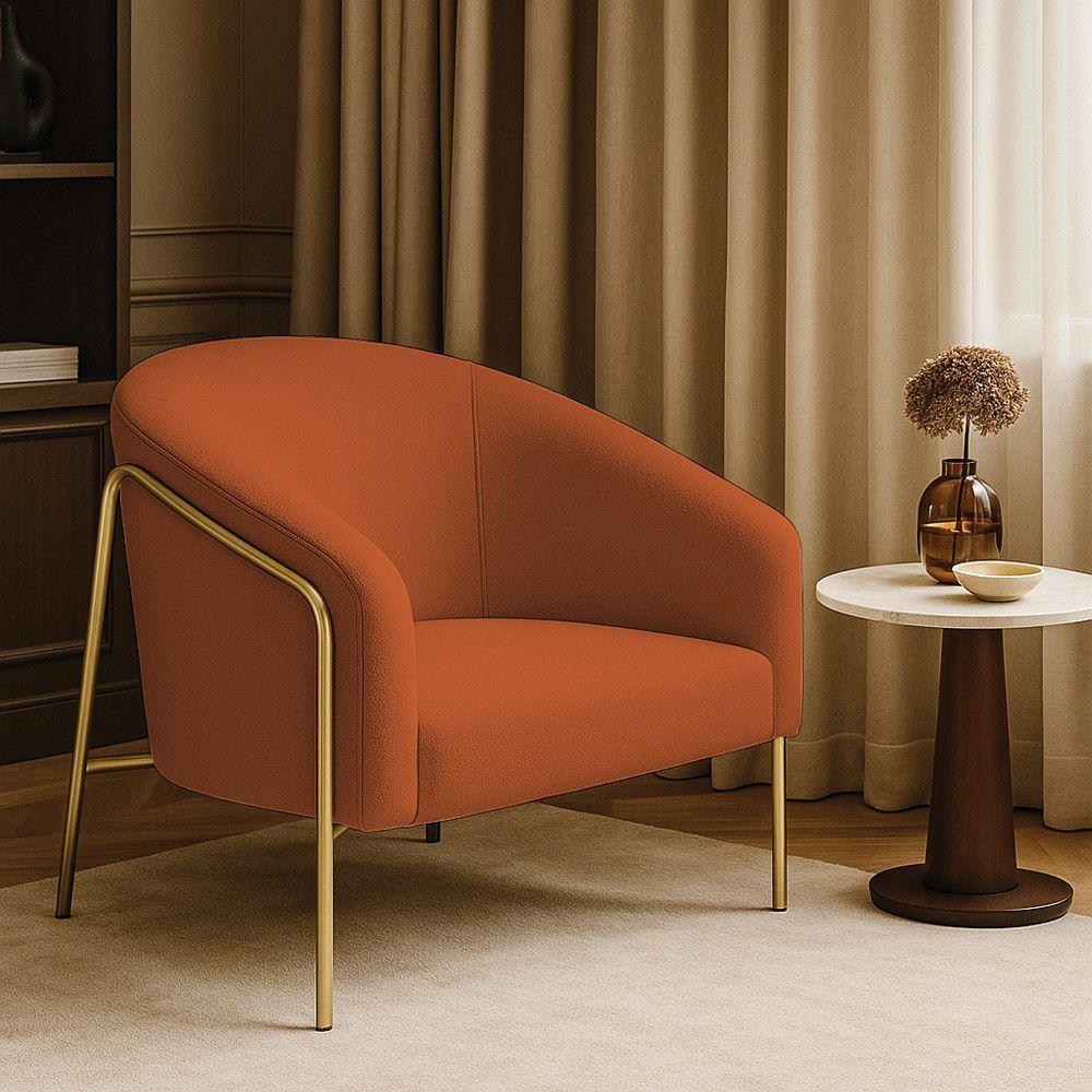 Poltrona Sala Industrial Alta Dourado Stella Bouclê Terra D03 - D'rossi - 1