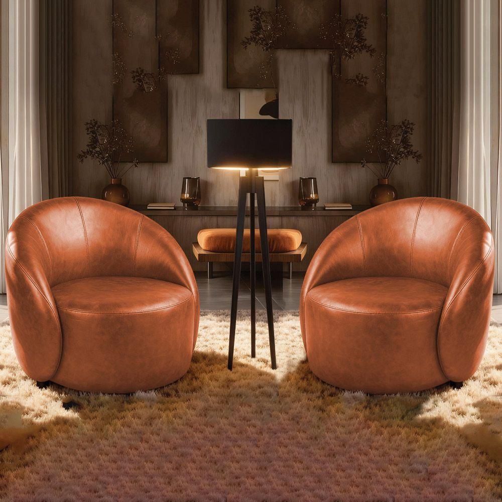 Poltrona Decorativa Orgânica Kit 2 Lua Sintético Pu D03 - D'rossi Verde - 1