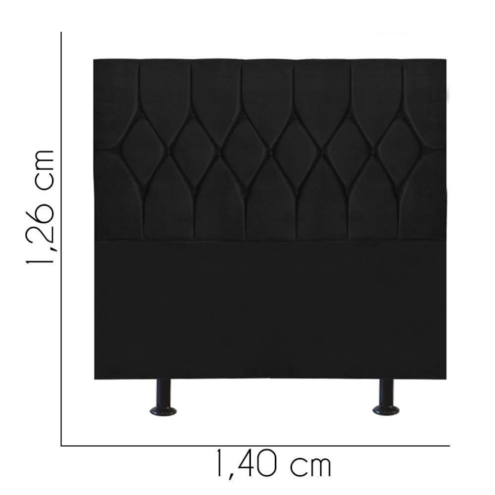 Cabeceira Estofada Cama Box Casal 140cm Istambul Corino Preto- Mabe Magazine - 3