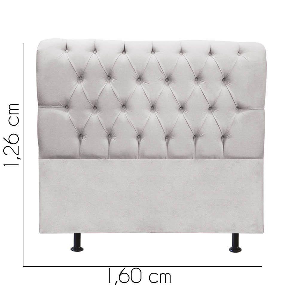 Cabeceira Estofada Cama Box Queen 160cm París Suede Cinza Claro- Mabe Magazine - 3