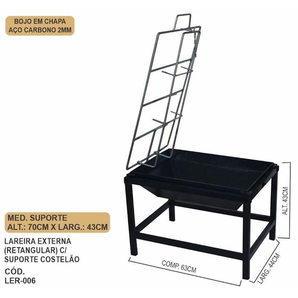 Churrasqueira Lareira Fogo De Chão De Aço Carbono 63x44x43cm - 3