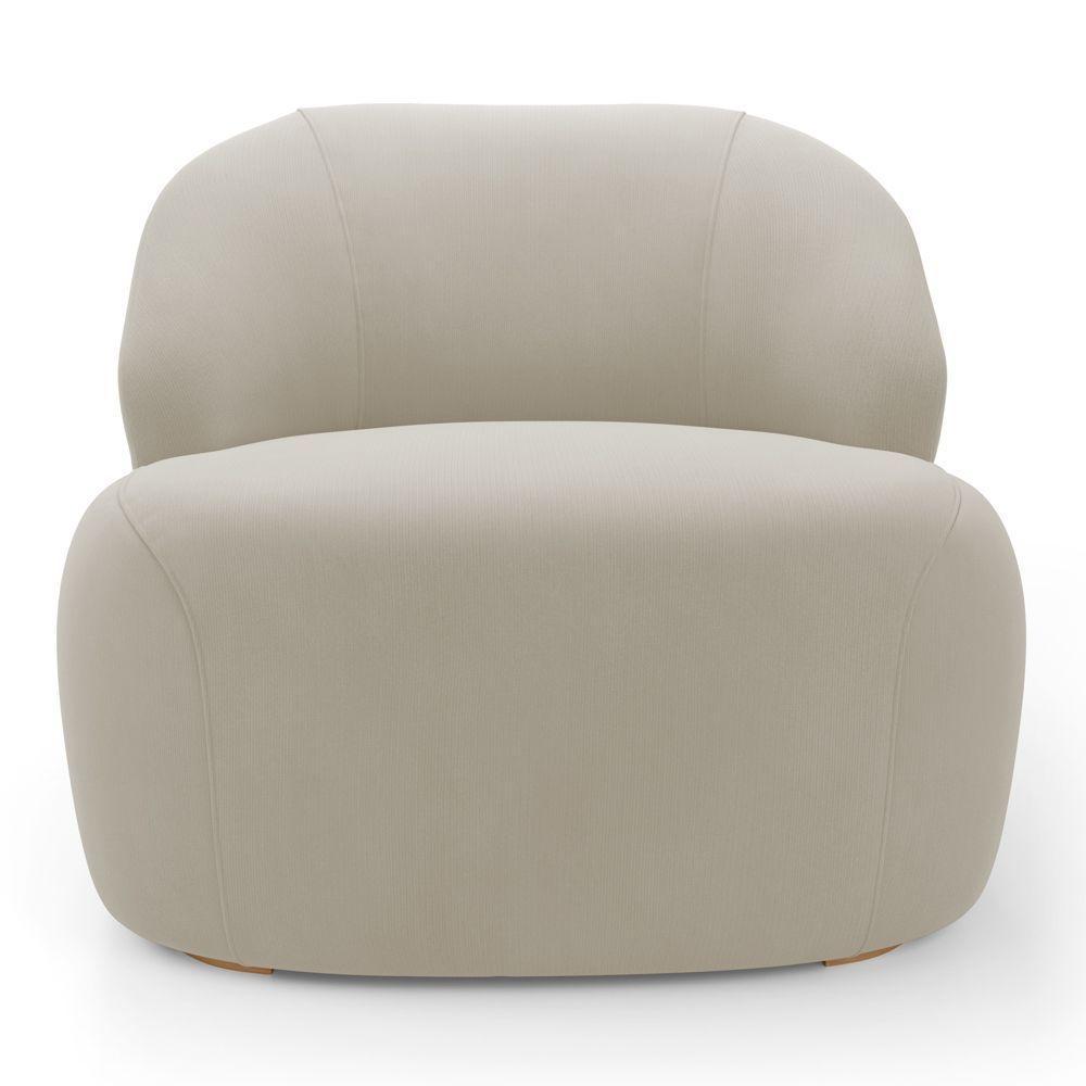 Poltrona Decorativa Living Kaya Orgânica Veludo Bege - Abmaza - 7