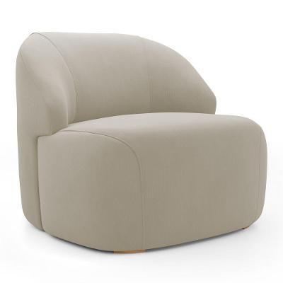Poltrona Decorativa Living Kaya Orgânica Poltrona de Descanso Veludo Bege Abmaza