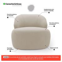 Poltrona Decorativa Living Kaya Orgânica Veludo Bege - Abmaza - 3