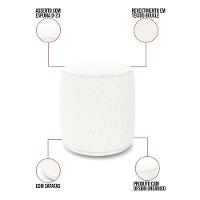 Poltrona E Puff Redondo Orgânico Para Sala Malu Bouclê Off White M11 - D'rossi