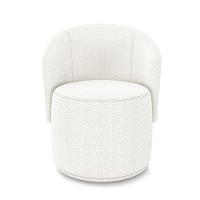 Poltrona E Puff Redondo Orgânico Para Sala Malu Bouclê Off White M11 - D'rossi - 7