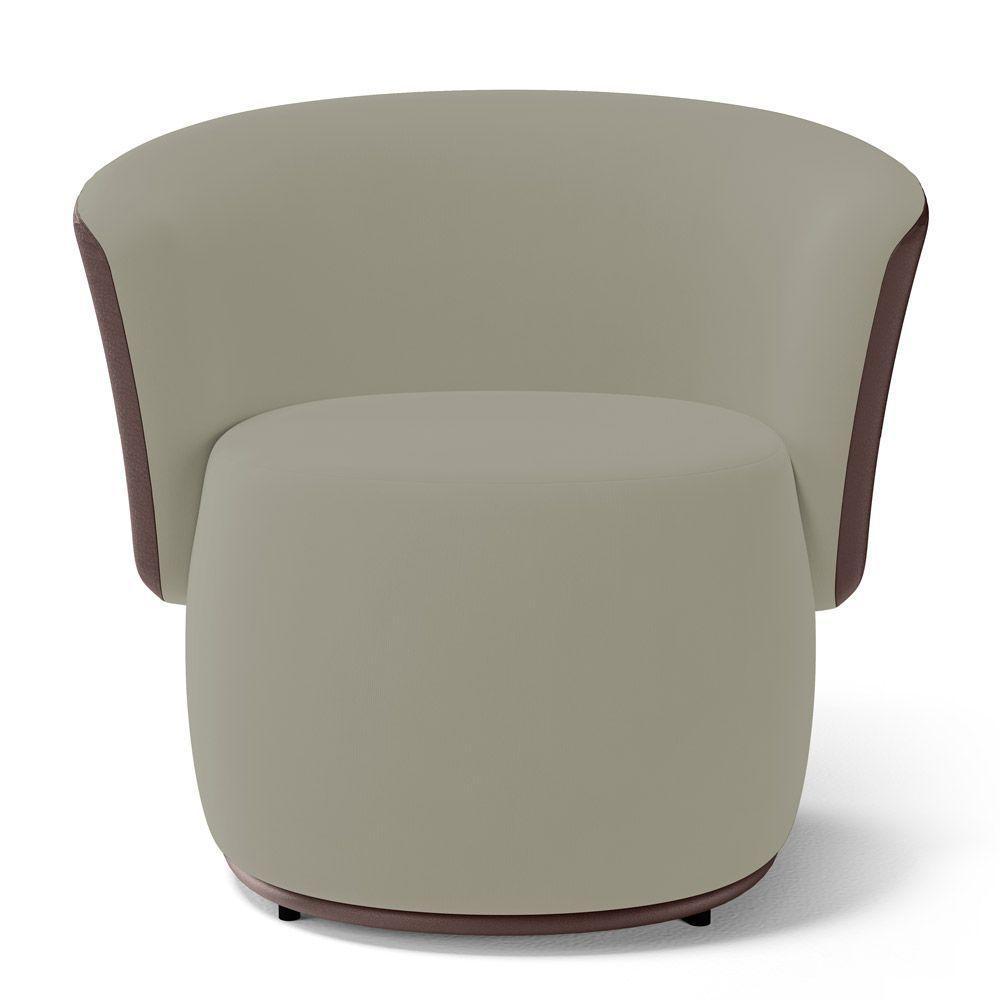 Kit Poltrona E Namoradeira Aisha Orgânica Composê Sintético Marrom Com Suede Bege - Abmaza - 3