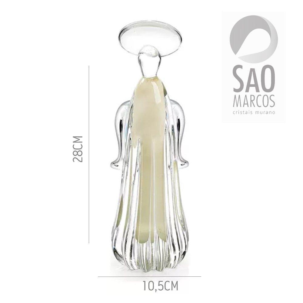 Anjo Decorativo Imagem Cristal Murano Pérola São Marcos 28×10,5cm - 2