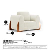 Poltrona Decorativa Living Bloom Com Pés De Madeira Bouclê Off White - Abmaza