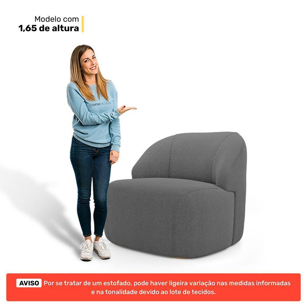 Poltrona Decorativa Living Kaya Orgânica Bouclê Cinza Escuro - Abmaza - 5