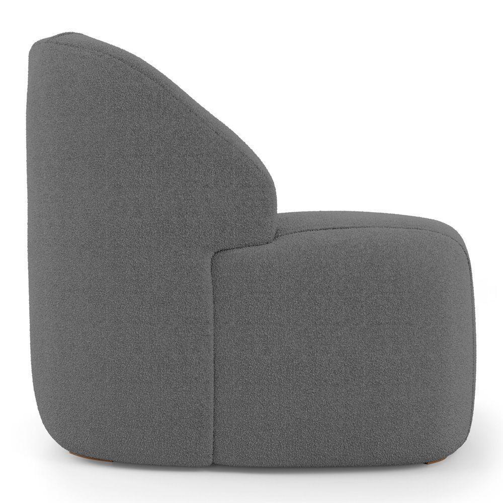 Poltrona Decorativa Living Kaya Orgânica Bouclê Cinza Escuro - Abmaza - 6