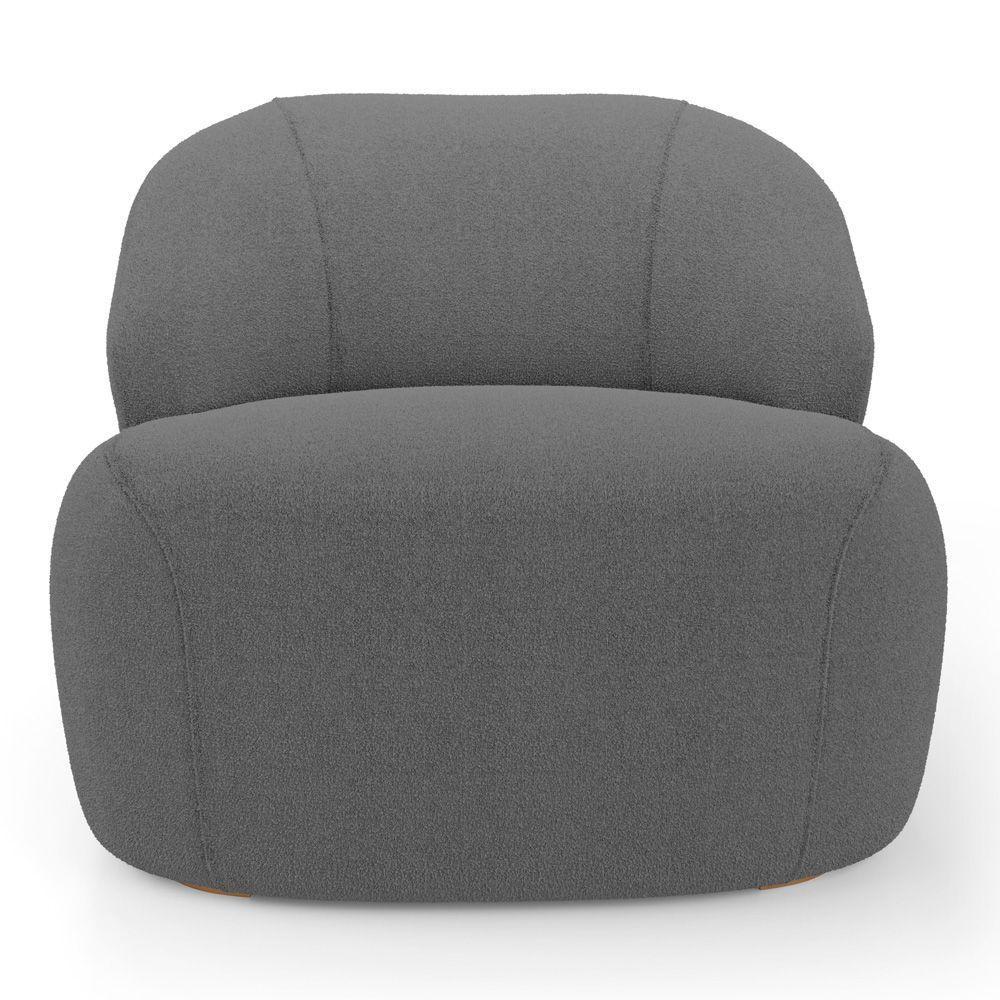 Poltrona Decorativa Living Kaya Orgânica Bouclê Cinza Escuro - Abmaza - 7