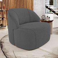 Poltrona Decorativa Living Kaya Orgânica Bouclê Cinza Escuro - Abmaza - 2