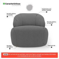 Poltrona Decorativa Living Kaya Orgânica Bouclê Cinza Escuro - Abmaza - 3