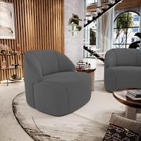 Poltrona Decorativa Living Kaya Orgânica Bouclê Cinza Escuro - Abmaza - 8