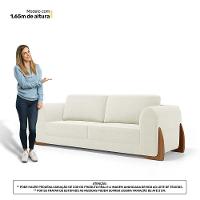 Kit 02 Poltronas E 01 Sofá Bloom 200cm 03 Lugares Com Pés De Madeira Bouclê Off White - Abmaza - 8