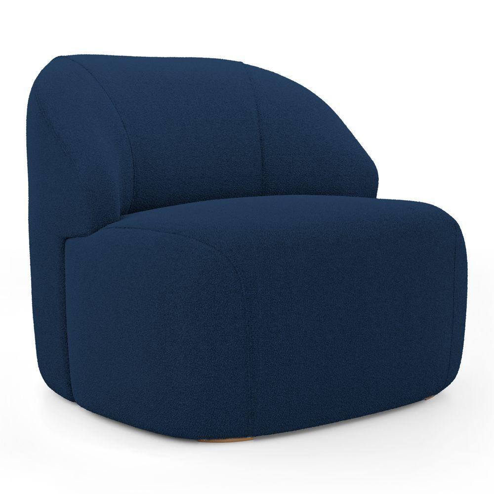 Poltrona Decorativa Living Kaya Orgânica Bouclê Azul Marinho - Abmaza - 1