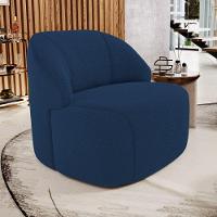 Poltrona Decorativa Living Kaya Orgânica Bouclê Azul Marinho - Abmaza - 2