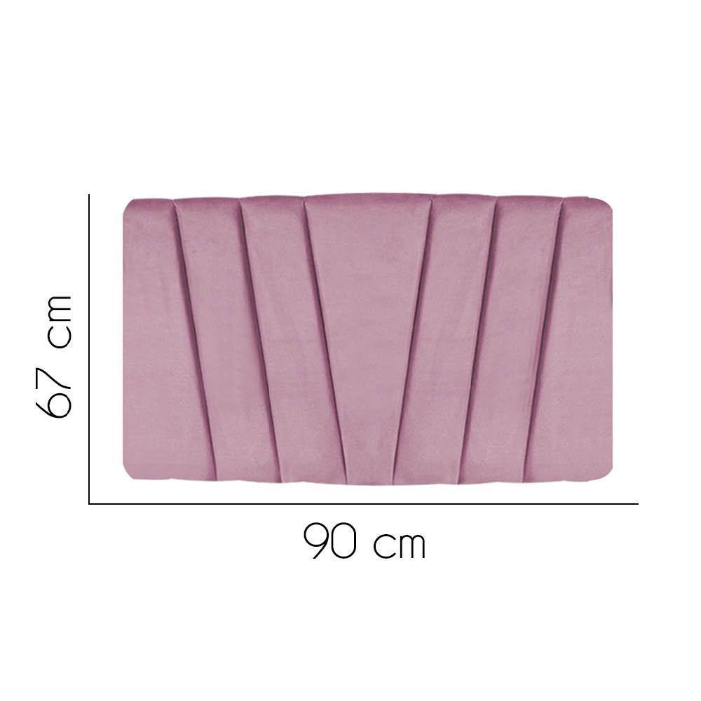 Painel Cabeceira Estofada Bélgica 90cm Cama Box Solteiro Corino Rosa Bebe- Mabe Magazine - 2