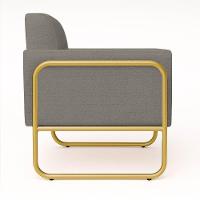 Poltrona Sala Industrial Alta Tubo Dourado Elisa Linho Grafite D03 - D'rossi - 6