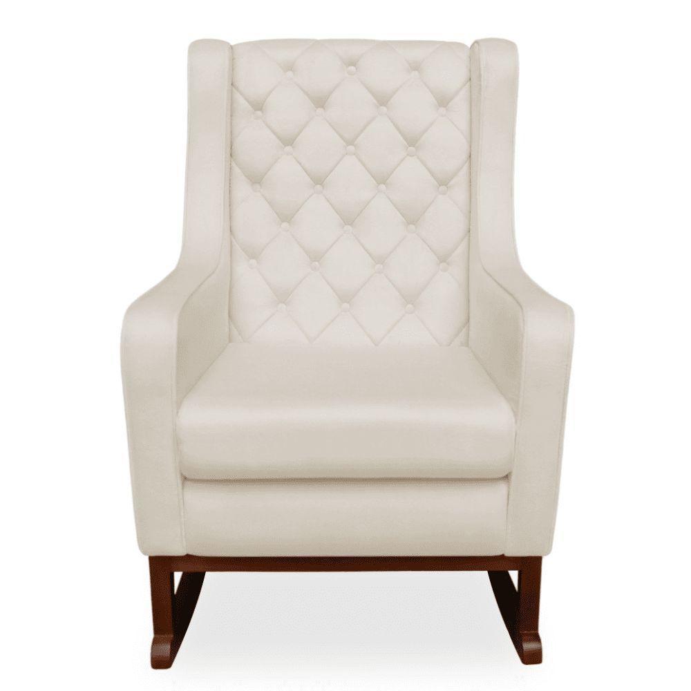 Poltrona Cadeira De Amamentação Com Base Balanço E Puff Maju Linho Off White- Mabe Magazine - 3