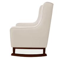 Poltrona Cadeira De Amamentação Com Base Balanço E Puff Maju Linho Off White- Mabe Magazine - 6