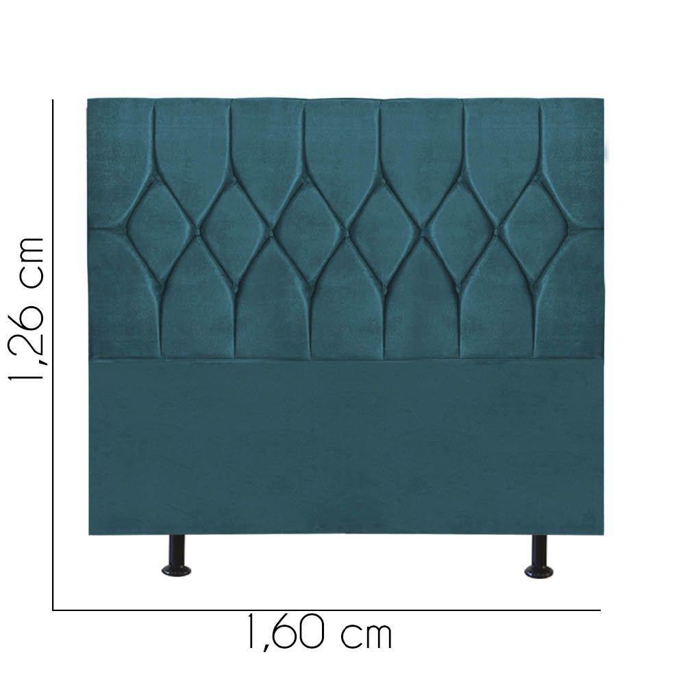 Cabeceira Estofada Cama Box Queen 160cm Istambul Suede Azul Turquesa- Mabe Magazine - 3