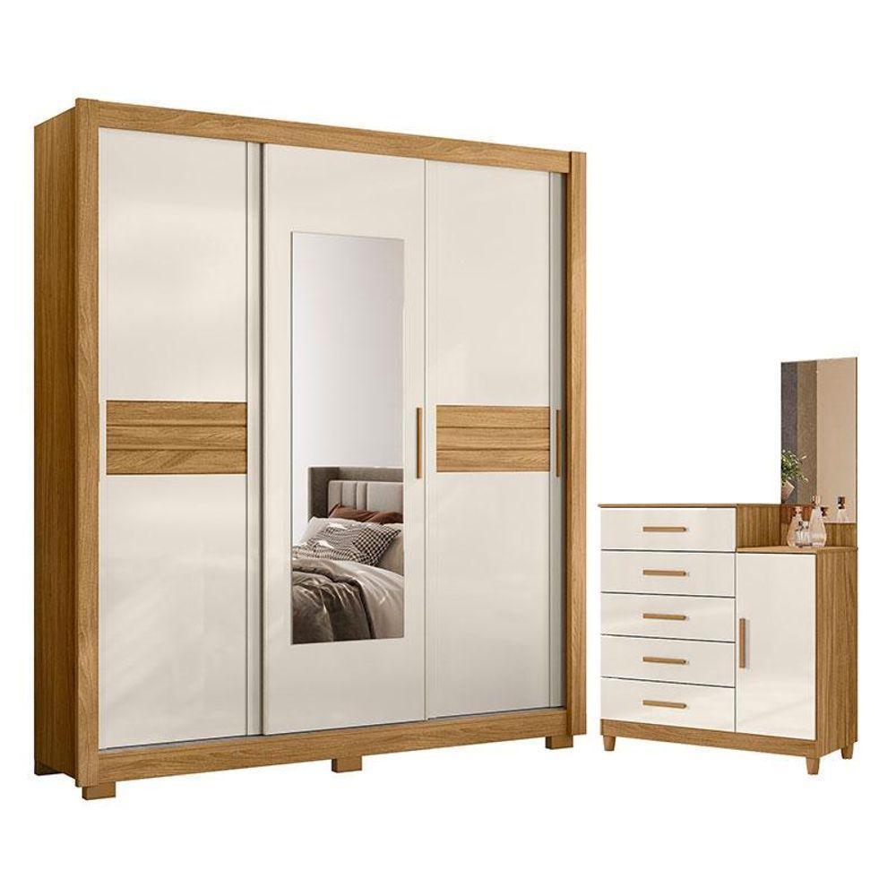 Guarda Roupa Casal Canadá E Cômoda Lisboa Freijó Off White - Moval - 1