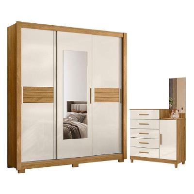 Guarda Roupa Casal Canadá E Cômoda Lisboa Freijó Off White - Moval