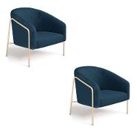 Poltrona Sala Industrial Alta Champanhe Kit 2 Stella Bouclê D03 - D'rossi Cor Azul - 2