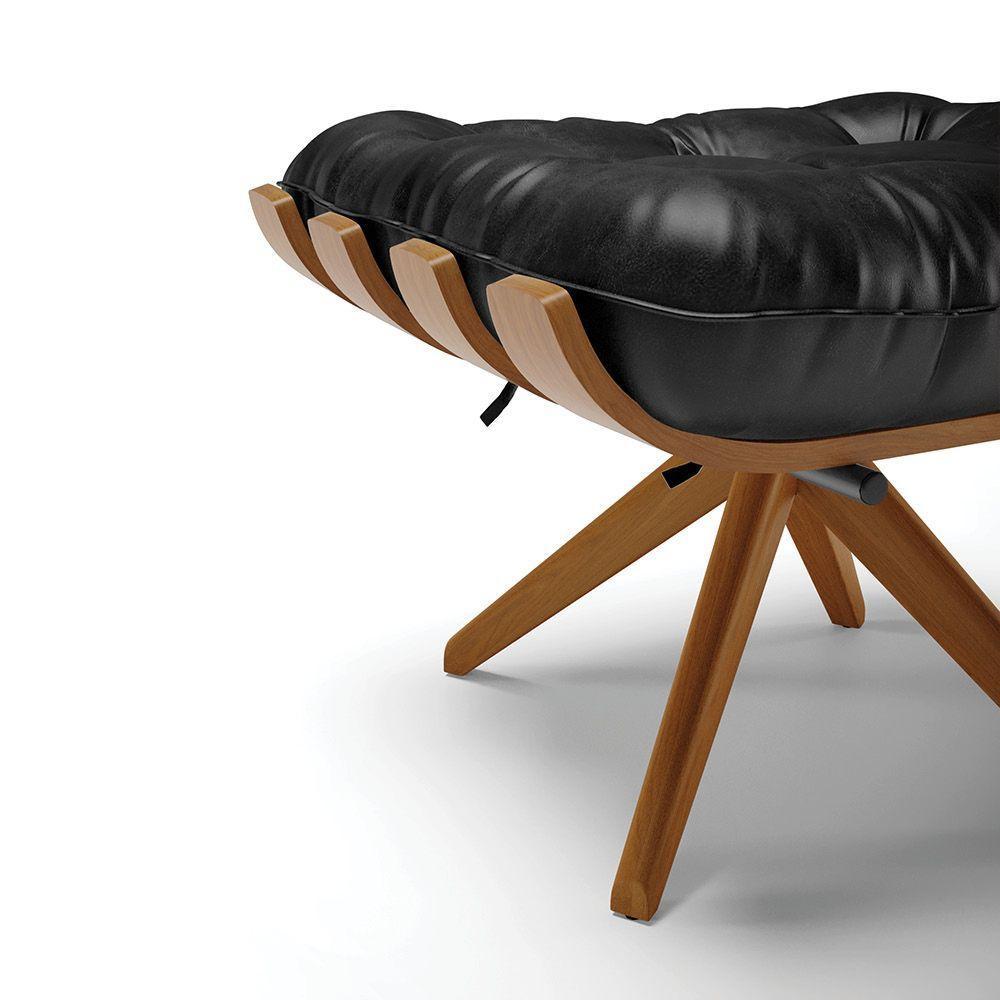 Puff Giratório Costela Sintético Pu Preto Base De Madeira Ma30 M11 - D'rossi - 5