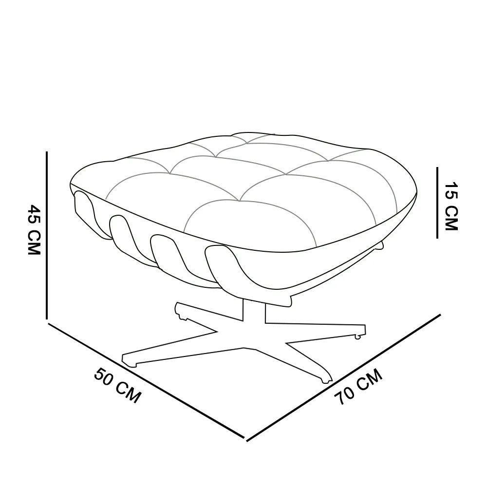 Puff Giratório Costela Sintético Pu Preto Base De Madeira Ma30 M11 - D'rossi - 6