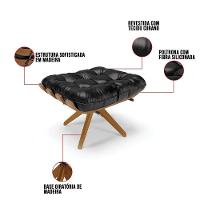 Puff Giratório Costela Sintético Pu Preto Base De Madeira Ma30 M11 - D'rossi - 3