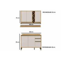 Kit Cozinha Modulada 3 Peças Tempranillo (1aéreo+1balcão+1complemento) C3p45 Amendoa-off White - Ronipa - 2