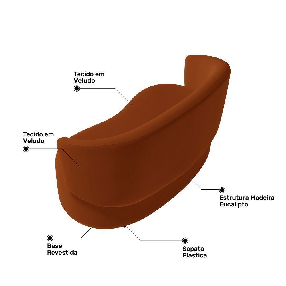 Kit Poltrona E Namoradeira Aisha Orgânica Veludo Terracota - Abmaza - 7